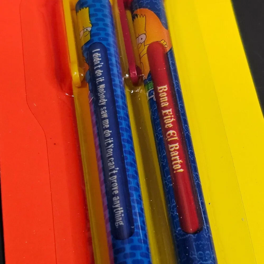 New 2007 Simpsons Pens - 2 Pack Quote Novelty Push Ink Pens - Bart